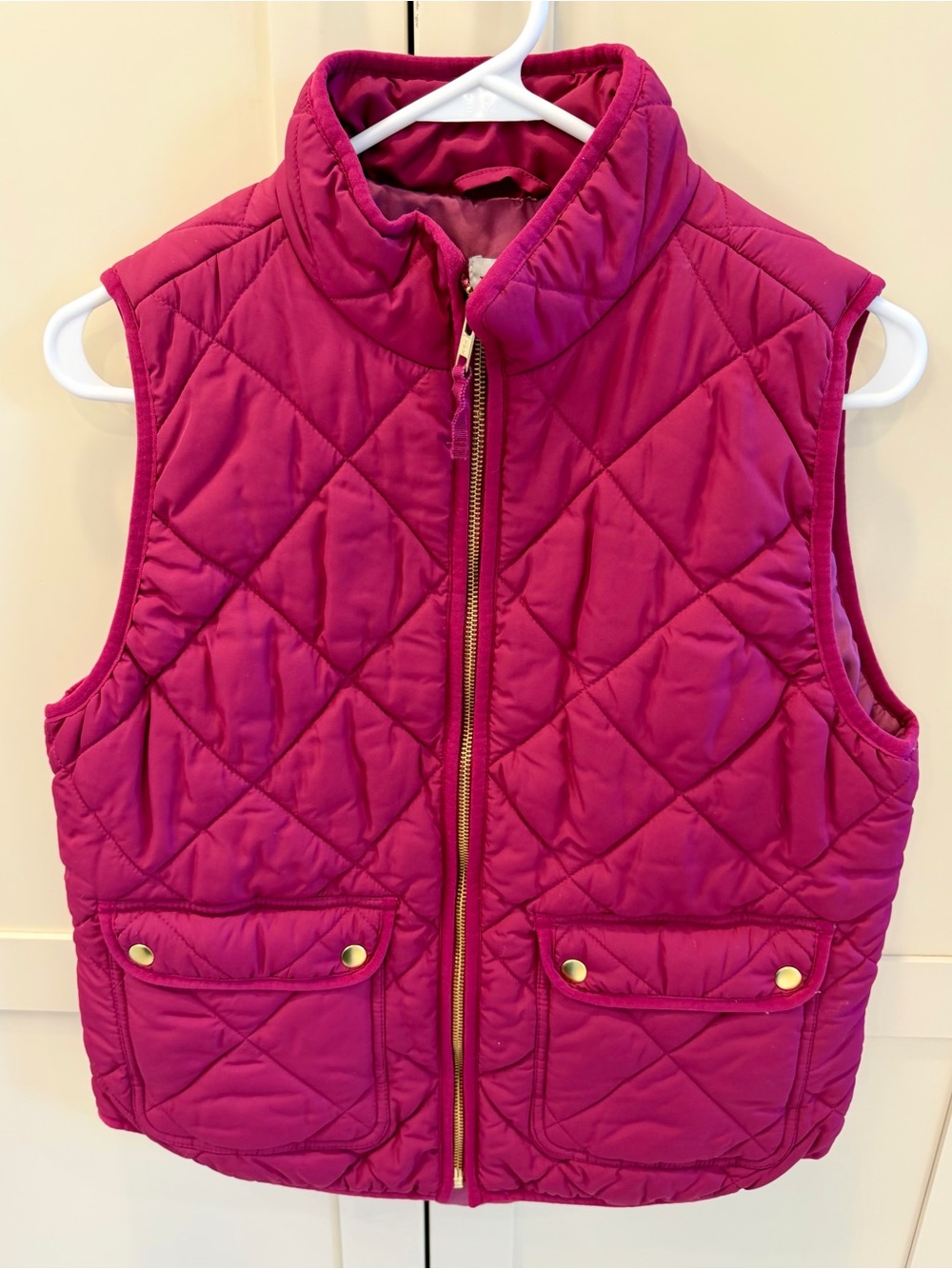 J. Crew Quilted Puffer Vest in Fuchsia